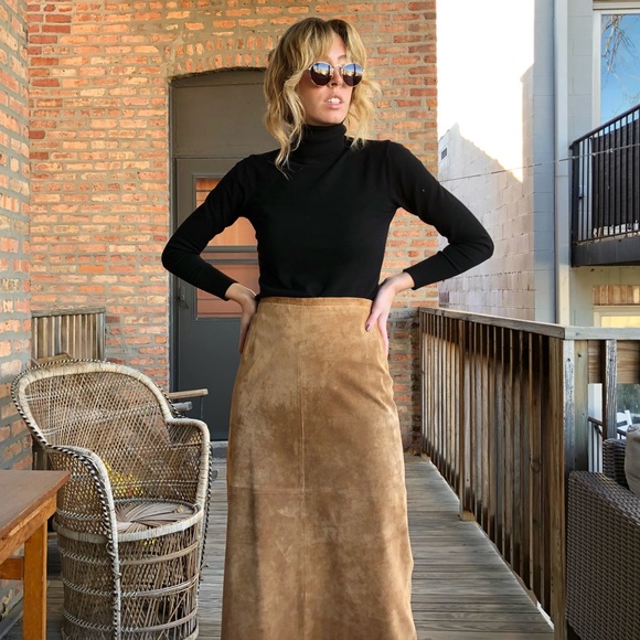 Vintage Genuine Suede Maxi Skirt - Picture 2 of 7